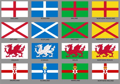 The British Isles but every flag is redesigned&renamed with each ...