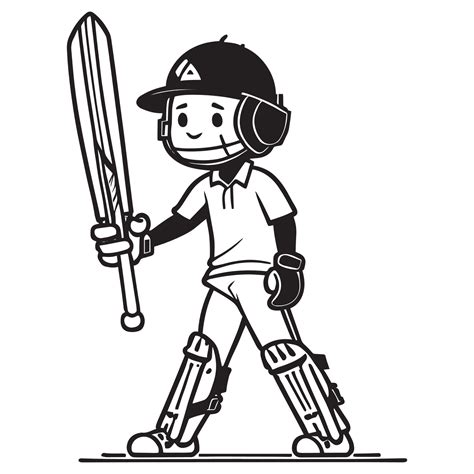 Cricket Player Vector Clipart, Black and white Cricket player vector ...