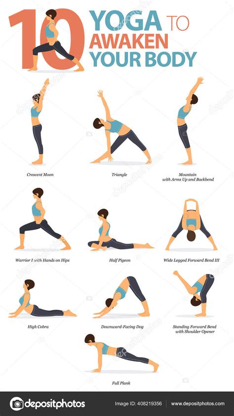 Infographic Yoga Poses Workout Home Concept Awaken Your Body Flat Stock ...