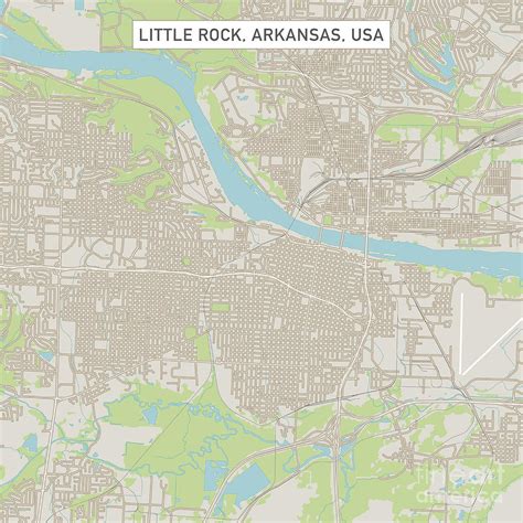 Little Rock Arkansas US City Street Map Digital Art by Frank Ramspott