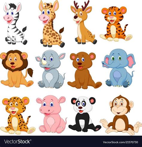 Vector illustration of Wild animals cartoon collection set. Download a ...