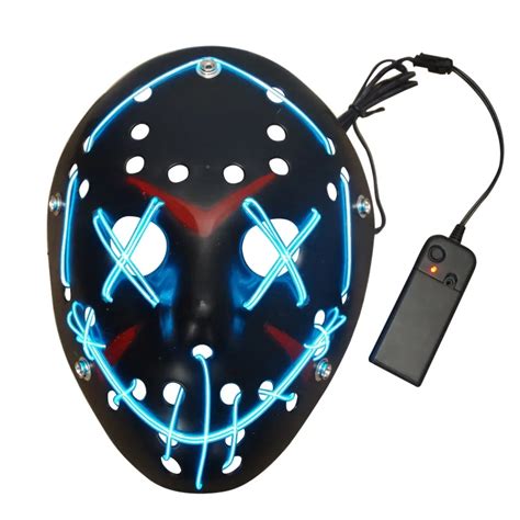 Wire Mask Light Up Neon Skull LED Mask For Halloween Party & Concert Scary Party Theme Cosplay ...