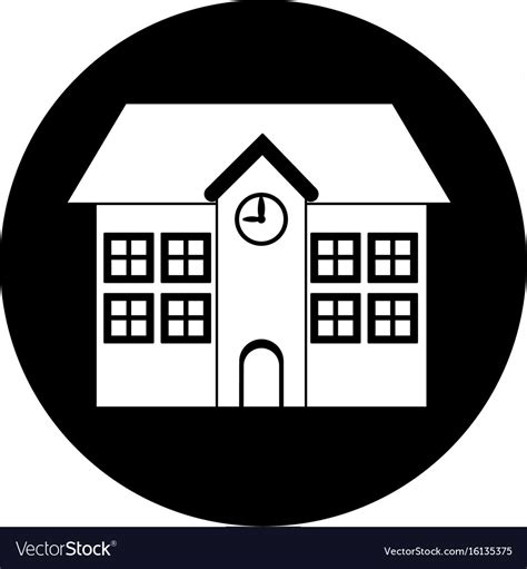 School building clock facade exterior education Vector Image