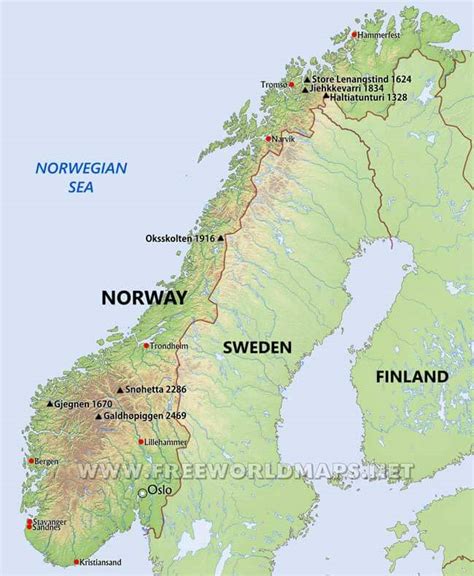 Norway Physical Map