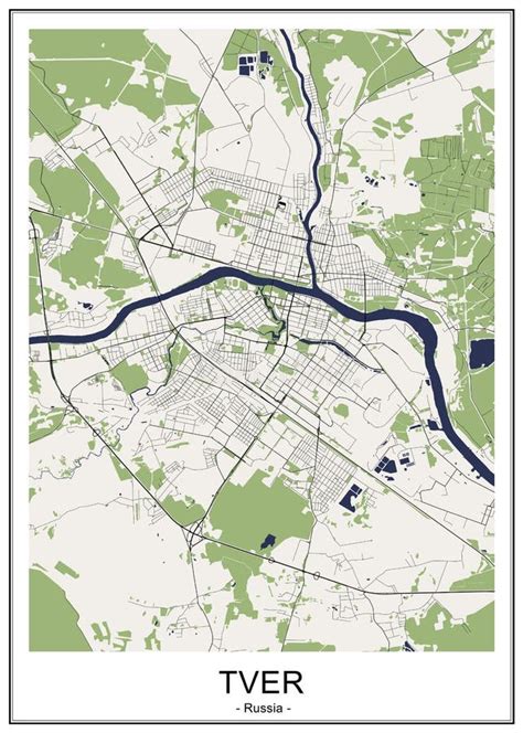 Map of the City of Tver, Russia Stock Illustration - Illustration of quarter, road: 160015900