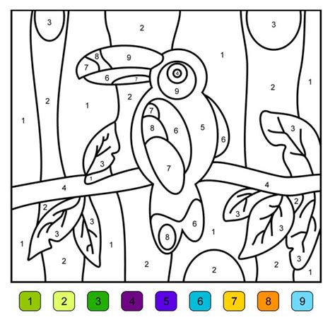 Easy and Simple Toucan Coloring by Number - Download, Print Now!