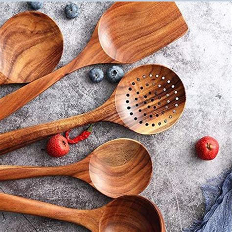 5 Piece Wooden Spoons Wooden Spoons for Cooking Reusable Wood | Etsy