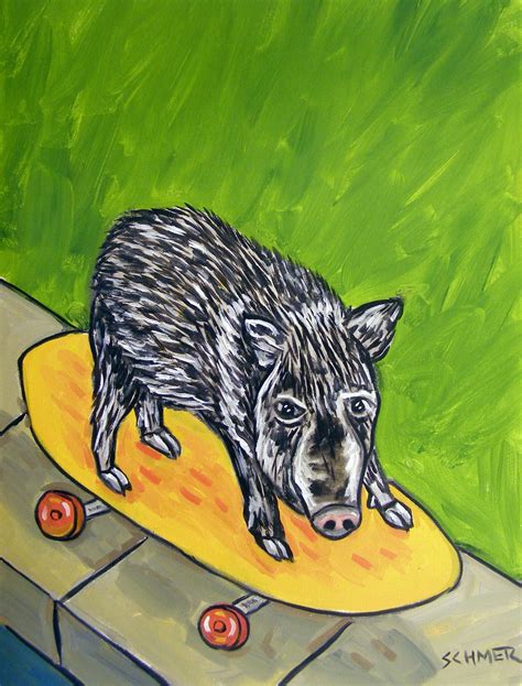 Javelina art PRINT poster gift modern folk skateboarding