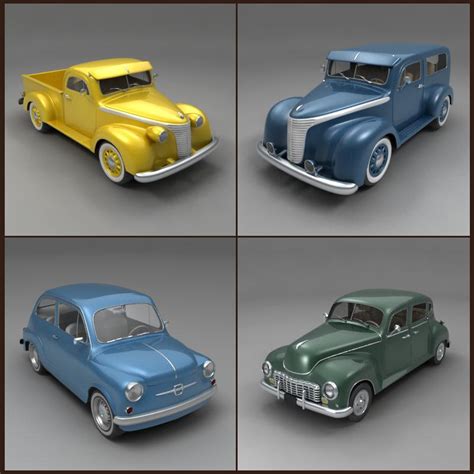 classic cars 3d obj