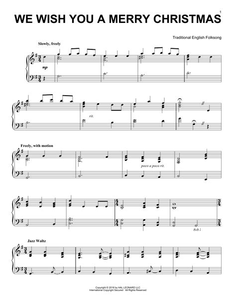 We Wish You A Merry Christmas [Jazz version] by Traditional English Folksong Sheet Music for ...