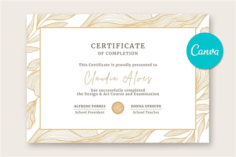 Golden Waves Canva Certificate | Templates & Themes ~ Creative Market