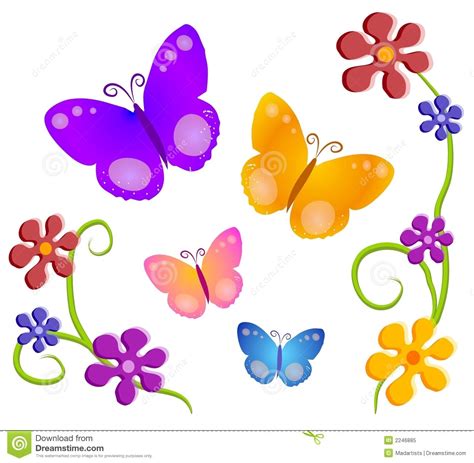 Butterflies Flowers Clip Art 1 | Free clip art, Flower art, Butterfly ...