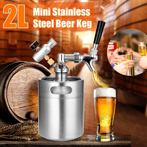 2L Mini Beer Keg set with Tap Pressurized Home Beer Brewing Craft Beer Dispenser Growler System ...