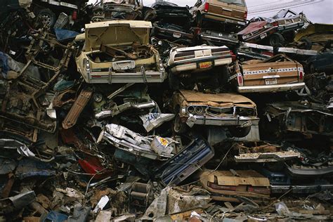 Piles Of Old Cars, Stacked And Crushed Photograph by Joel Sartore