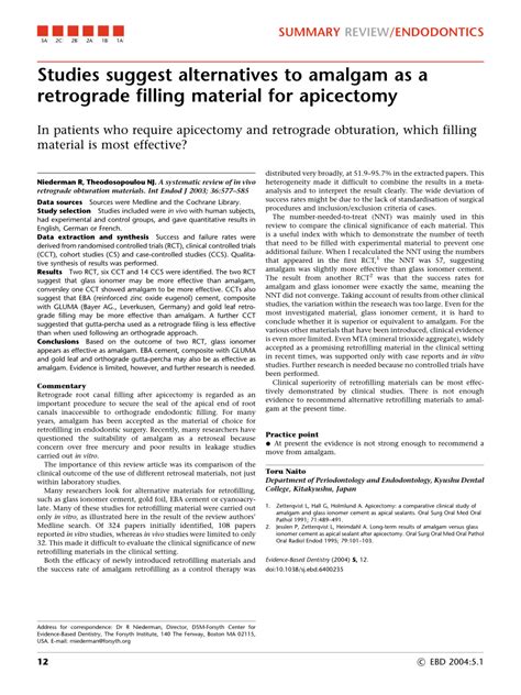 (PDF) Studies suggest alternatives to amalgam as a retrograde filling ...