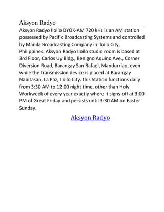 Aksyon radyo | PDF