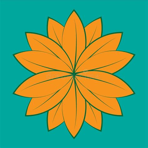 Orange Color Flower Hand Draw Illustration With Green Line. Stock ...