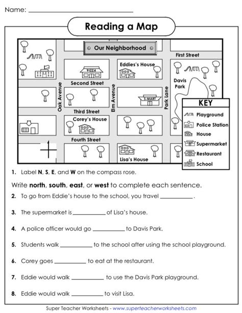 Reading a map worksheets | Map skills, Map skills worksheets, Map ...