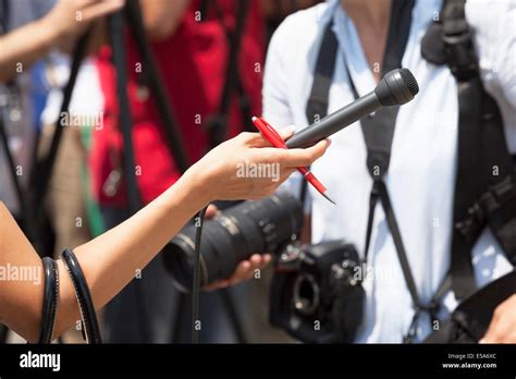 Microphone. Press interview Stock Photo - Alamy