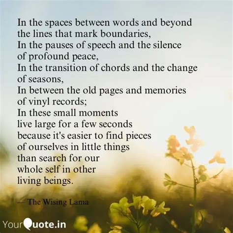 In the spaces between wo... | Quotes & Writings by The Wising Lama | YourQuote