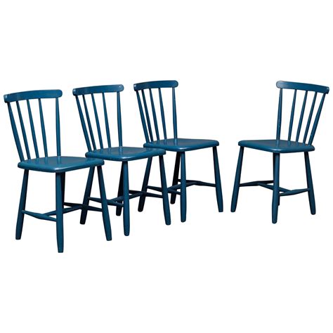 Set of 4 Blue Painted Dining Chairs Kitchen Chair Wood at 1stDibs ...