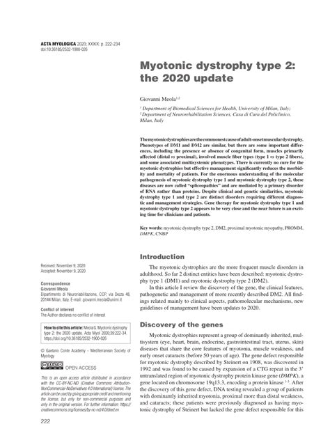 (PDF) Myotonic dystrophy type 2: the 2020 update