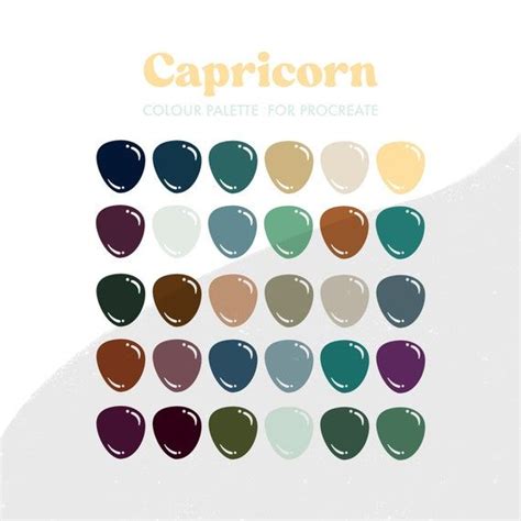 Capricorn Zodiac Sign Colour Palette for Procreate 30 Colours/swatches ...