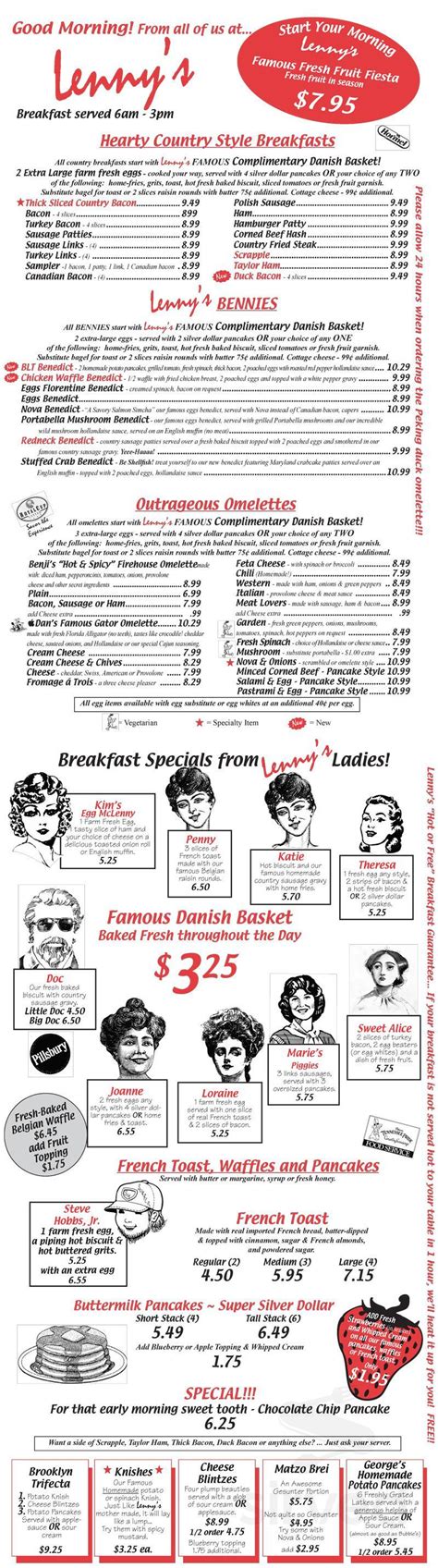 Lenny's Restaurant menu in Clearwater, Florida, USA