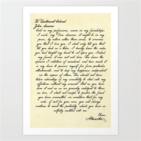 Alexander Hamilton Letter to John Laurens Art Print by byebyesally ...