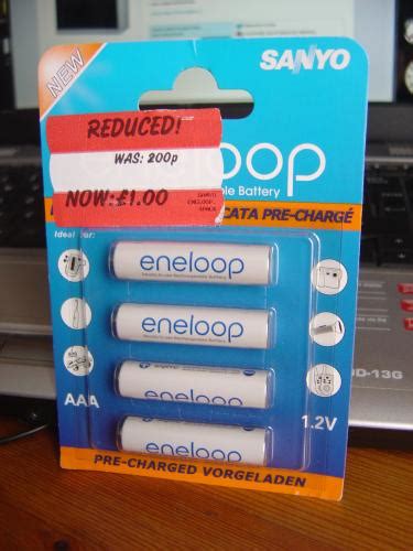 Pack of 4 Sanyo Eneloop AAA Rechargeable batteries £1 @ Asda - HotUKDeals