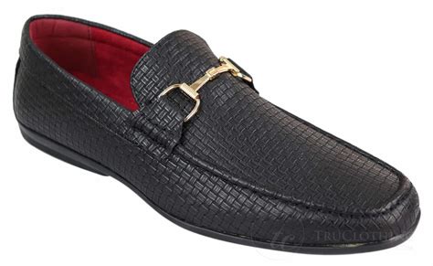 Mens Black Weave PU Leather Loafers | Happy Gentleman