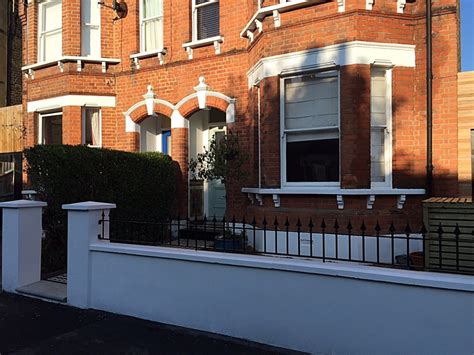 Victorian mosaic tile path white render block wall metal rail gate Sydenham Penge Dulwich South ...