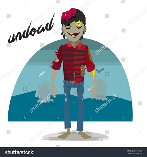 Zombie Character Graveyard Vector Illustration Stock Vector (Royalty Free) 202679629 | Shutterstock