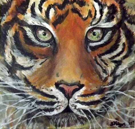 Tiger Portrait! I think he looks very regal :) Acrylic Painting by Sarah Falzon | Painting ...