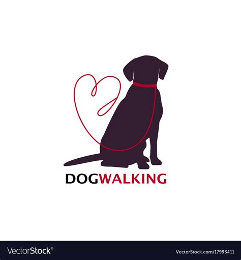 Dog walking logo template with sitting Royalty Free Vector