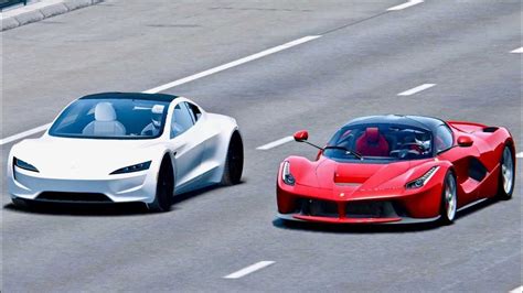 Watch Tesla Roadster Race Ferrari LaFerrari: Simulated Video