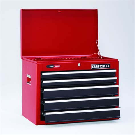 Craftsman 26" 5-Drawer Quiet Glide Tool Chest - Red/Black - Tools - Tool Storage - Top Chest