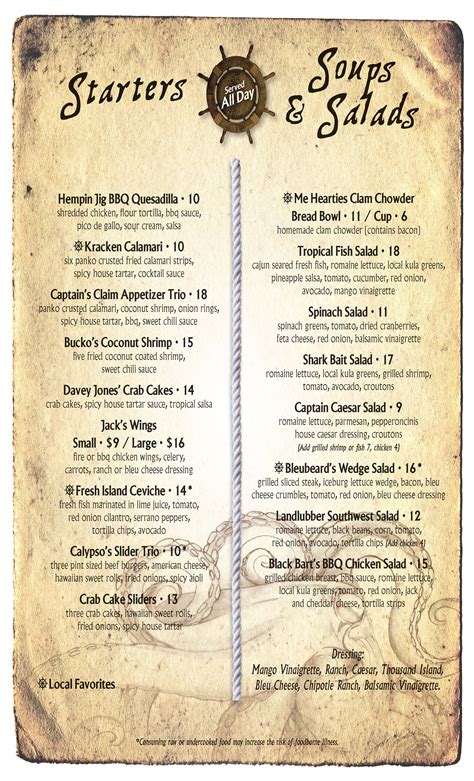 Capt. Jack's Menu - MENU Magazine