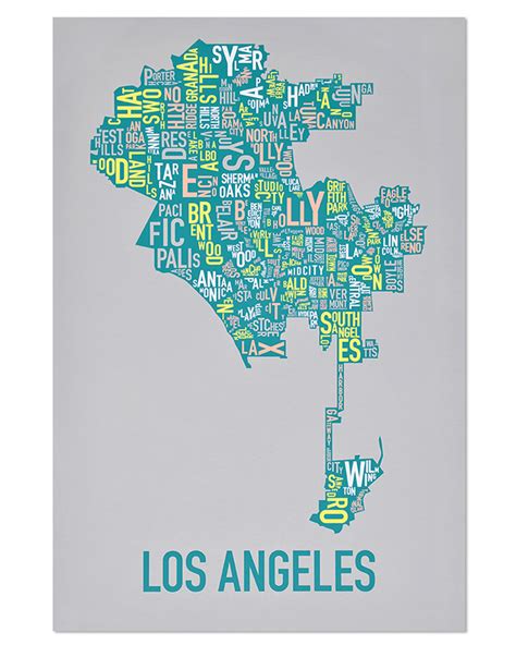 Los Angeles Neighborhood Map 20" x 30" Multi-Color Screenprint