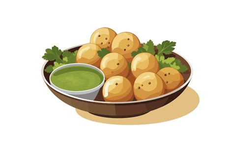 Premium Vector | Indian cuisine golgappa pani puri vector illustration