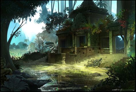 Lost jungle Temple, Hector Ortiz | Jungle temple, Fantasy concept art ...