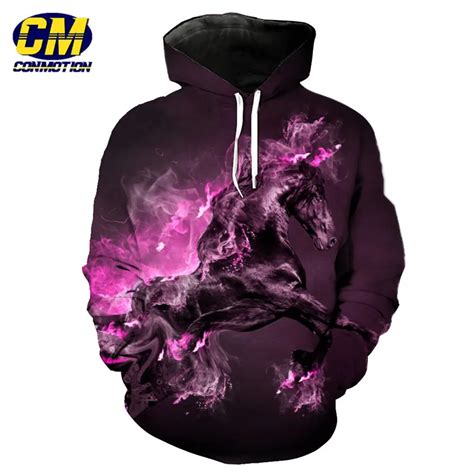 ConMotion Purple Smoke Horse Fashion Hooded Sweatshirt Cool Pullover Hoodies EUR SIZE-in Hoodies ...