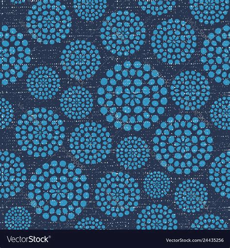 Blue circles fabric texture seamless pattern Vector Image