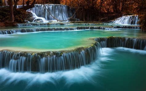 HD wallpaper: Waterfalls, Erawan Waterfall, Erawan National Park, Thailand | Wallpaper Flare