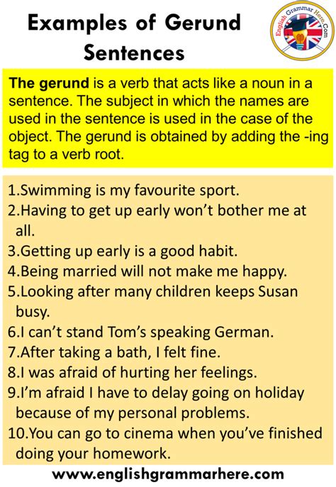 10 examples of gerund sentences - English Grammar Here