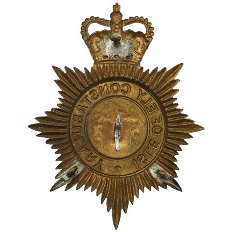 Isle of Ely Constabulary Black Helmet Plate - Queen's Crown