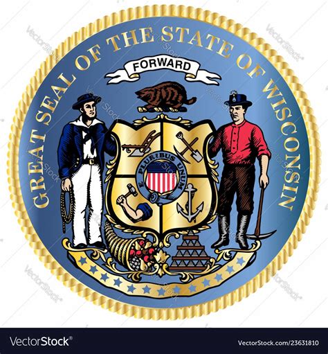 Wisconsin state seal Royalty Free Vector Image