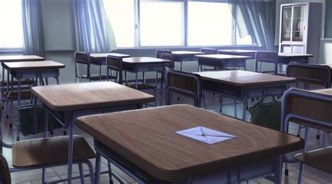 Anime scenery- school classroom with a love letter on a desk | Anime classroom, Anime scenery ...