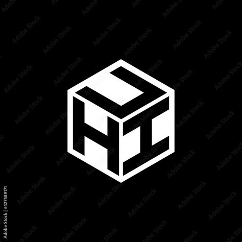 HIU letter logo design with black background in illustrator, cube logo ...