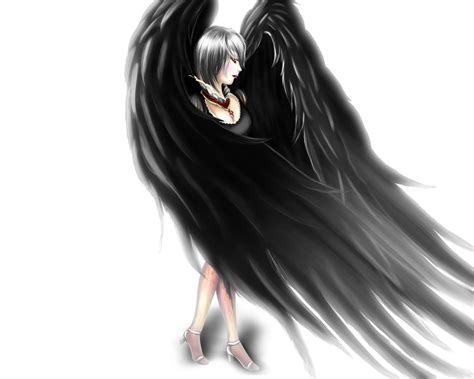 anime angel with black wings - Clip Art Library